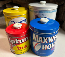 4 Vintage JL Clark Tins Canisters Pillsbury Domino Maxwell Lipton     picture