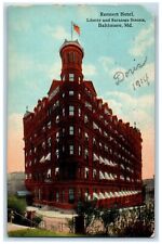 1914 Rennert Hotel Liberty and Saratoga Streets Baltimore Maryland MD Postcard picture