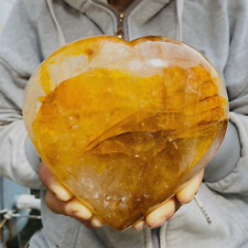 3.8lb Large Golden Healer Crystal Heart Natural Yellow Hematoid Quartz Palmstone picture