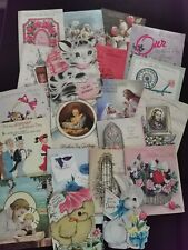 Lot Of 20 Vintage 1950's Greeting Cards Used Scrapbooking Art Deco Projects  picture