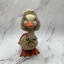 Vintage Ceramic Christmas Duck With Santa Hat Figurine. picture