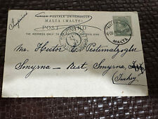 1902 Postcard w/postage Malta To  Smyrna Turkey picture