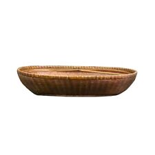 Oriental Vintage Restored Light Brown Rattan Oval Basket Tray ws1301 picture