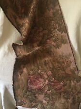 Vintage French Pastoral Courting Couple Sheep Woven Cotton Tapestry ~ picture