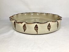 Vintage Handmade Stoneware Pottery Pie Dish 10” picture