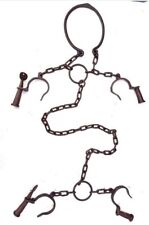 Iron Antique Handcrafted, Rare Neck Leg & Hand Handcuffs Lock With 2 Key picture