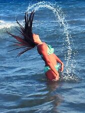 2000s Pretty Women Long Wet Hair Bikini Beach Sea ORIGINAL Vintage Photo picture