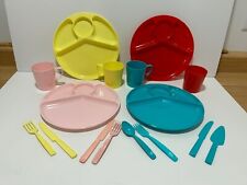 Gothamware Plastic Dinnerware Plates & Cups 4 Sets Utensils Vintage Mid Century picture