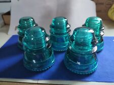 5 Aqua (Blue/Green)  Hemingray 42 Electrical Glass Insulator - Made in USA ### picture