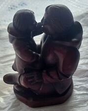 BOMA-Eskimo Mother-Child Sculpture Canada Dark Red Vintage Inuit Small Statue  picture