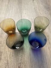 Vintage Set Of 5 Multi Coloured Cocktail Drinking Glasses Barware Glassware 1950 picture