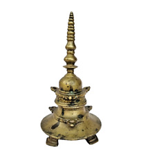 Rare 1800's Old Vintage Antique Brass Unique Temple Shape Ink Pot , Collectible picture