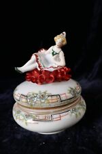 Antique China Trinket Jar W/ Antique German Full Body Half Doll #2 picture