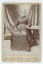 Antique Circa 1880s Cabinet Card Lovely Olde Woman Sitting By Table Lebanon, PA picture
