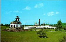 Colchester Lighthouse and Ticonderoga at Shelburne Vermont Vintage Postcard picture