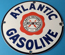 Vintage Atlantic Gasoline Sign - Gas Service Station Pump Porcelain Sign picture