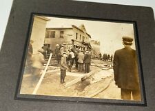 Rare Antique American Firefighters Battling Fire CT Disaster Cabinet Photo US picture