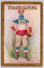 Postcard RARE Patriotic Football Champ US Thanksgiving 1908 Artist Signed A18 picture