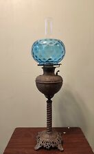 Antique The B&H Tall Oil Lamp Blue Shade picture