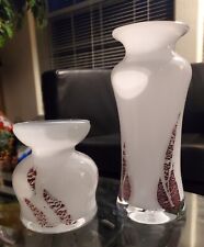 A Pair of Vintage Randsfjord Glass Norway Mid Century Modern Vases Hand Blown picture