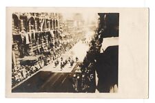 RPPC Real Photo Postcard - Parade in unknown city, bagpipers, Shriners, flags picture