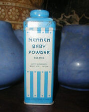 1920s Antique MENNEN Baby Powder Tin Talc Blue & White Stripes picture