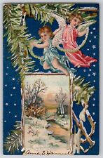 TUCKS Electra Christmas Series No. 4 Angels Silver Gilt Embossed Postcard 1907 picture