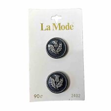 Vintage La Mode Buttons On Card Antiqued Silver No. 2402 Size 30 (3/4”) picture