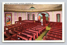 Linen Postcard Richmond VA Virginia Interior Old St. John's Church picture