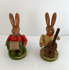 Dregeno Erzgebirge Bunny Musicians East Germany Vintage Bass Accordion Easter picture