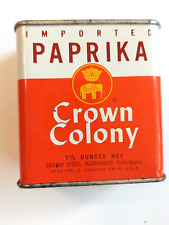 vintage 1960s Crown Colony Spice Tin Paprika slide top picture