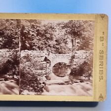 Stone Packhorse Bridge Stereoview 3D C1880 Real Photo Unknown Location Man IHat picture