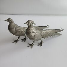 Vintage Pair Of Brass Metal Pheasants Birds Figurines 12” Long Each picture