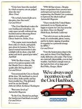 1989 Honda Civic Hatchback Car - Original Print Ad (8x11) Advertisement picture