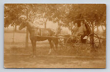 c1909 RPPC Two Men & Child in Horse Drawn Buggy Postcard Posted to Rochelle IL picture