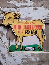 VINTAGE KRAFT SIGN MILK BANK TIN TACKER ST LOUIS DAIRY FARM COW CREAM CHEESE picture