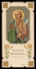 ST MATTHIAS w/ AXE Old 1922 w/ GOLD HOLY CARD picture