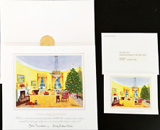 Bill Hillary Clinton Executive Whitehouse 2pcs Christmas Cards 2000 w Envelope picture