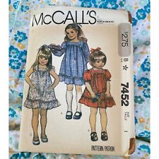 vintage 1981 sewing pattern, McCalls no 7452, dress, toddler, size 1, uncut picture