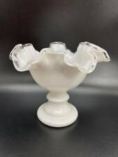 Vintage Milk Glass Silver Crest Small Compote/Candy Dish - C1 picture