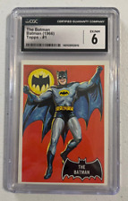 1966 Topps Batman Black Bat Orange Back Card #1 The Batman Rookie CGC 6 Card picture