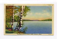 Billerica MA 1943 postcard, Nutting Lake, peaceful scene, birches on water picture