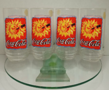 Coca Cola Glass Cup Set of 4 Sunshine Drinking Coke Red Yellow Collectible picture