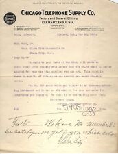 1908 LETTERHEAD, ELKHART INDIANA, CHICAGO TELEPHONE SUPPLY, SIGNED BY PRESIDENT picture