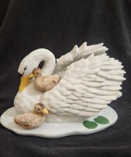 Vintage Homco Porcelain Swan w/ 2 Brown Babies picture