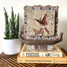 2001 Veranus Ancient Egyptian Desk Clock Amun Ra Hather Hieroglyphic God Goddess picture