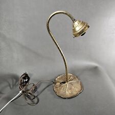 Vintage Brass Gooseneck Lily Pad Table Lamp 14” Tall USA Made Works  picture