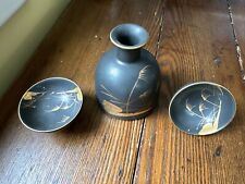 Japanese Porcelain Sake Bottle & 2 Cups  Made in Japan picture