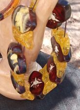 RARE Vintage Apple Juice Bakelite Reverse Carved Flower Bracelet-L@@K picture