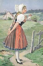 Artist Card A Mukarovsky Girl in National Czech Costume Vintage Postcard picture